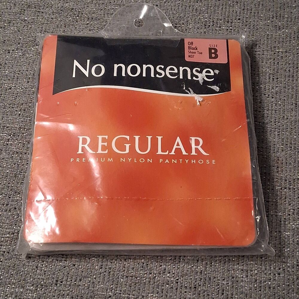 Vintage No Nonsense Regular Premium Nylon Pantyhose Off Black Size B Sheer Toe